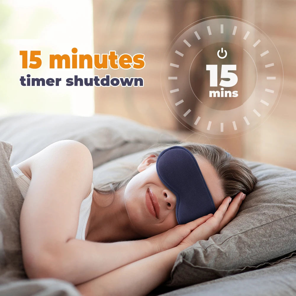 Heated Eye Mask with Vibration Massage — USB Rechargeable Relief for Eye Strain, Dry Eyes & Tension Headaches