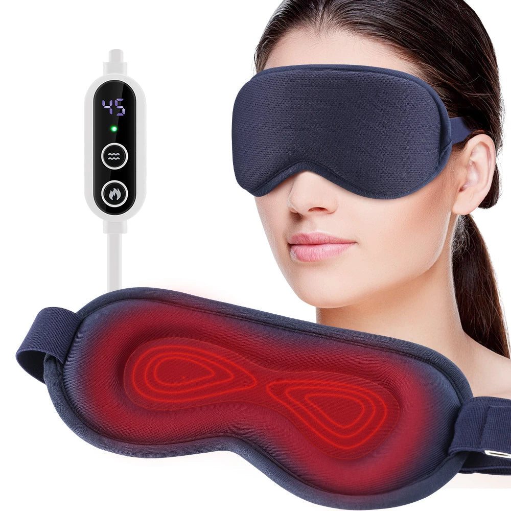 Heated Eye Mask with Vibration Massage — USB Rechargeable Relief for Eye Strain, Dry Eyes & Tension Headaches
