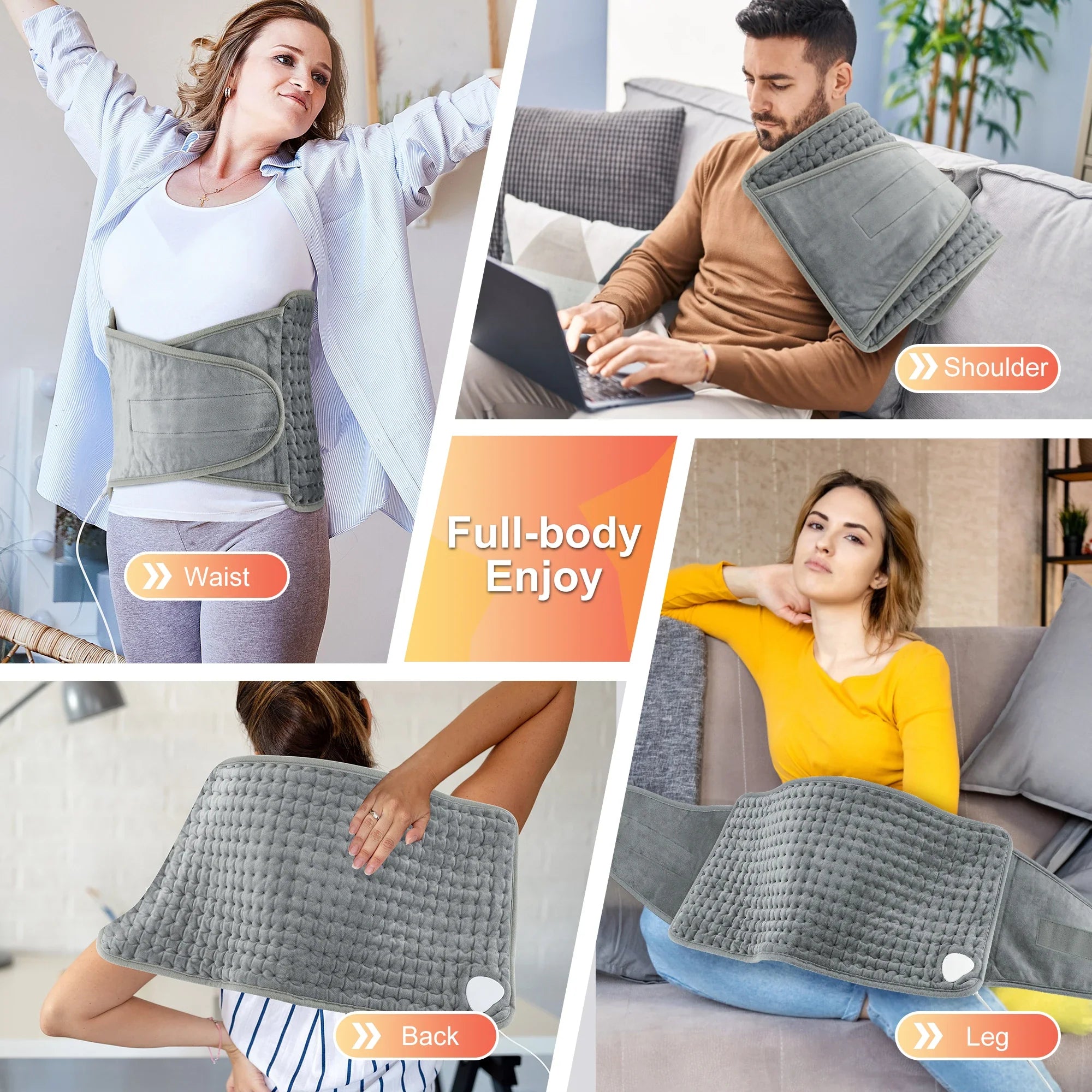 Heated Electric Lower Back & Waist Wrap — Adjustable Heat Therapy Belt for Back Pain, Cramps & Muscle Relief