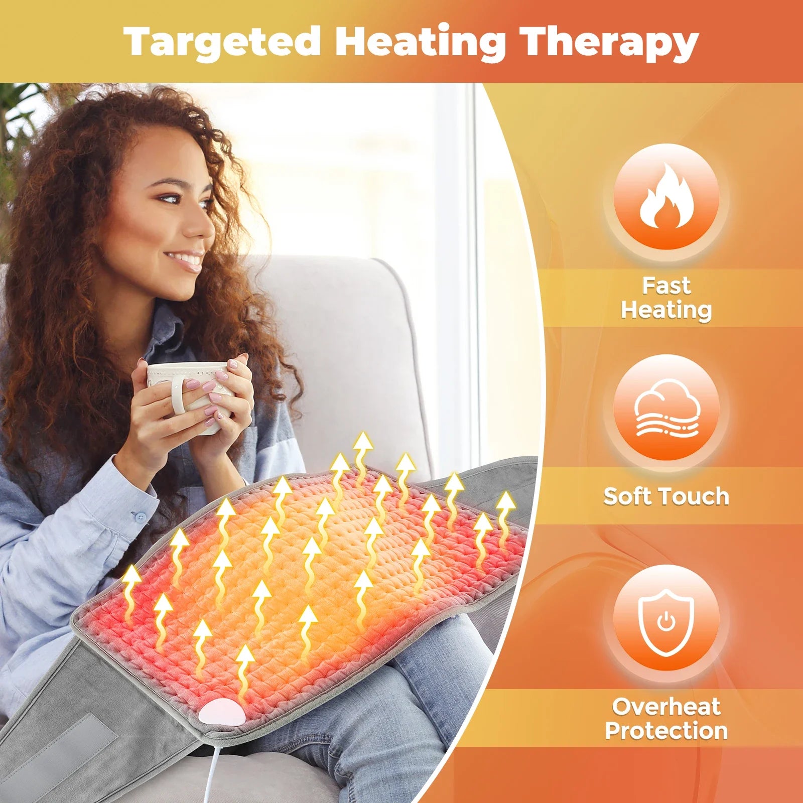 Heated Electric Lower Back & Waist Wrap — Adjustable Heat Therapy Belt for Back Pain, Cramps & Muscle Relief