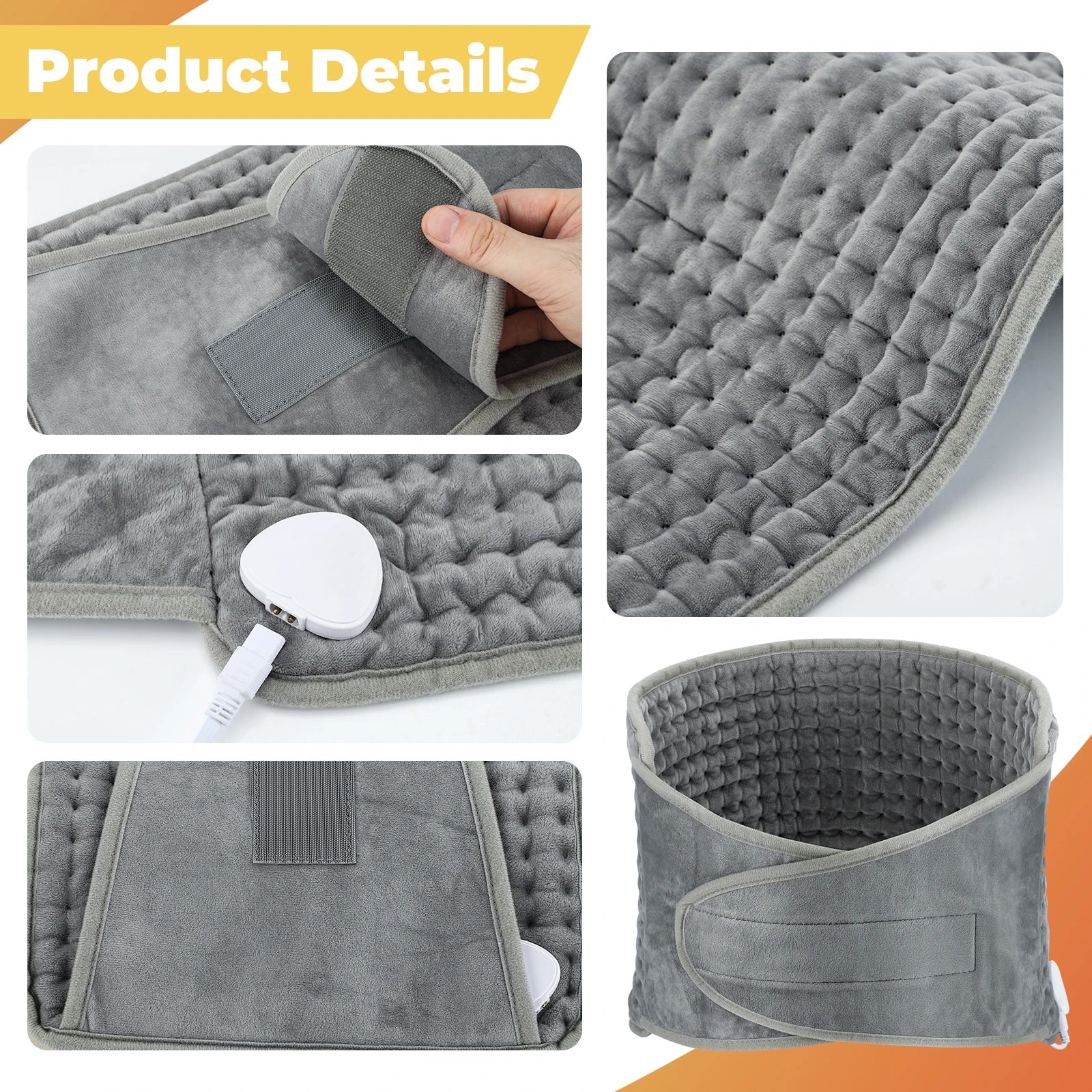 Heated Electric Lower Back & Waist Wrap — Adjustable Heat Therapy Belt for Back Pain, Cramps & Muscle Relief